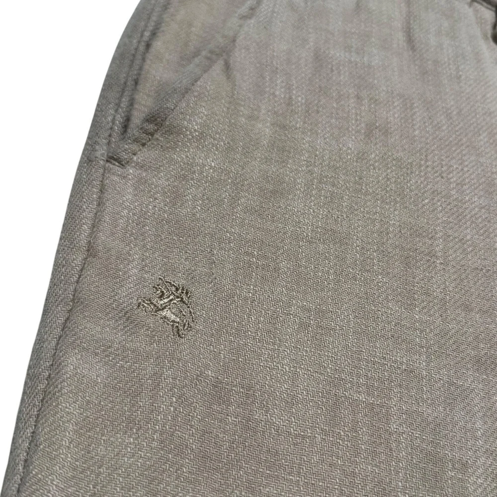 Burberry Brit Tan Straight Pleated Cotton Blend Pants Men's 38 FLAWS (38x31.25)‎